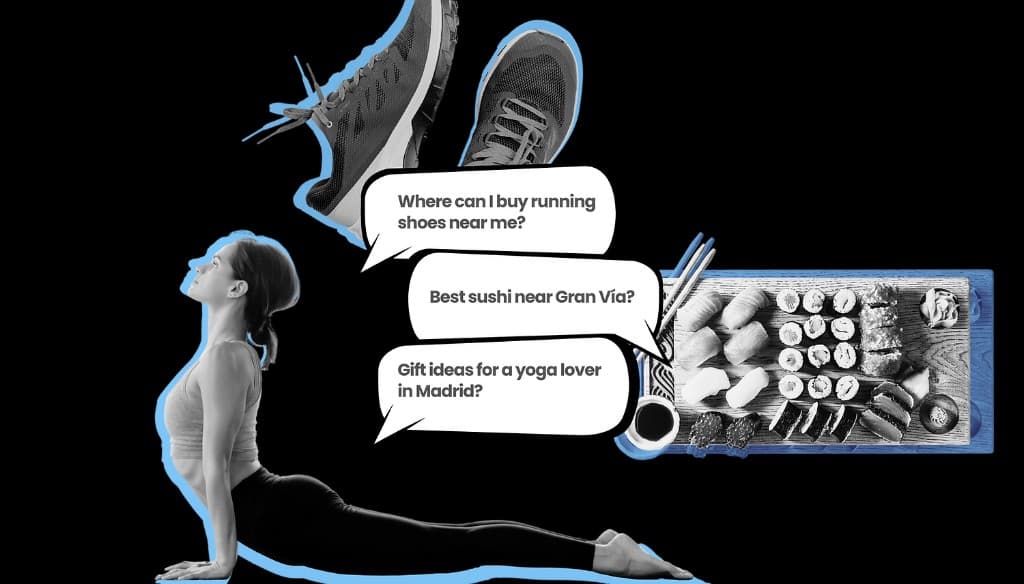 GoNow Luma — AI search showing retail queries for running shoes and sushi